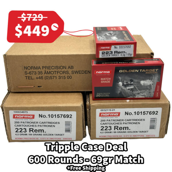 Norma .223 Remington 69gr HPBT Golden Target (GTX)